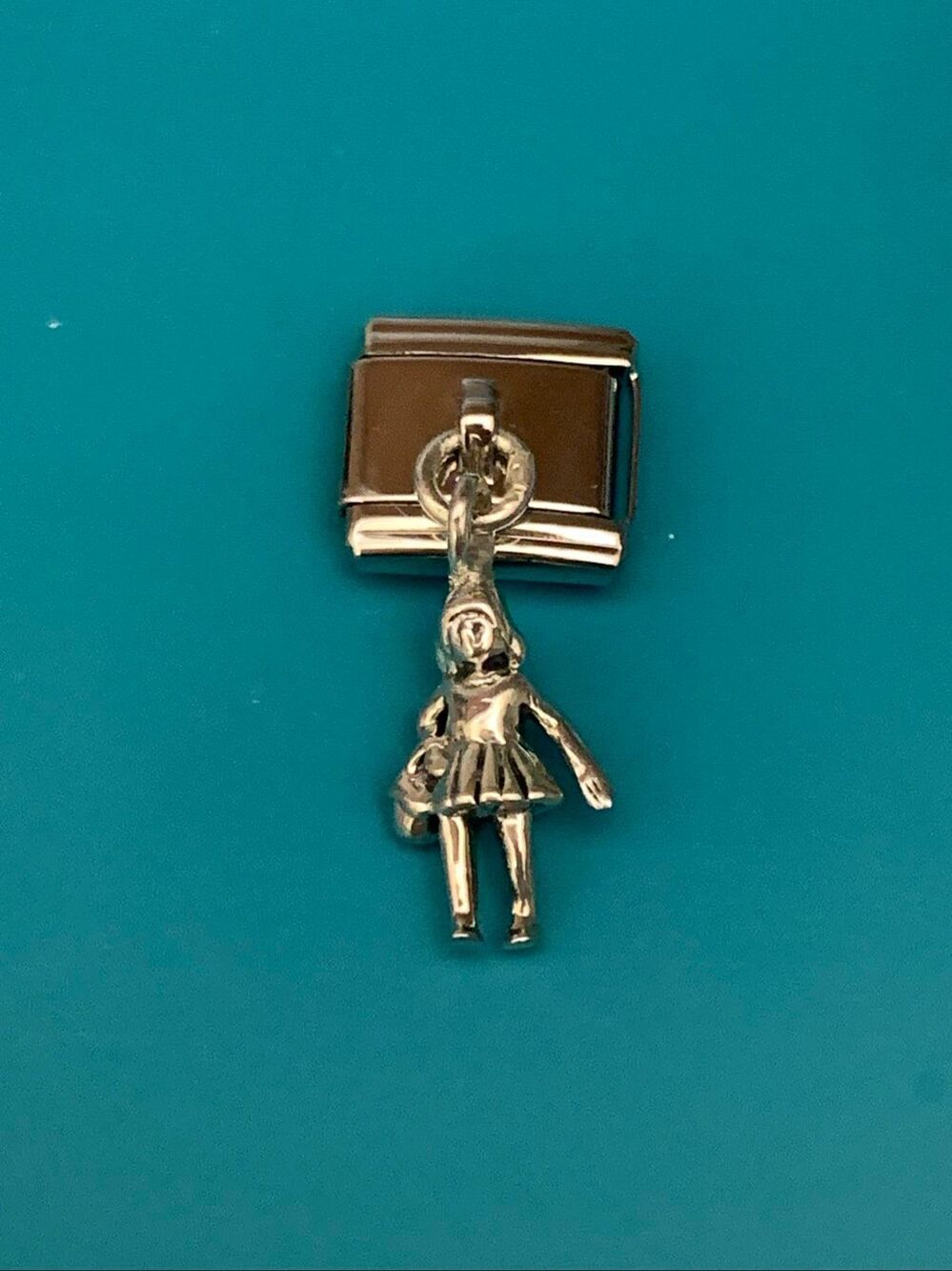 Italian Charm With Dangling Sterling Silver Girl